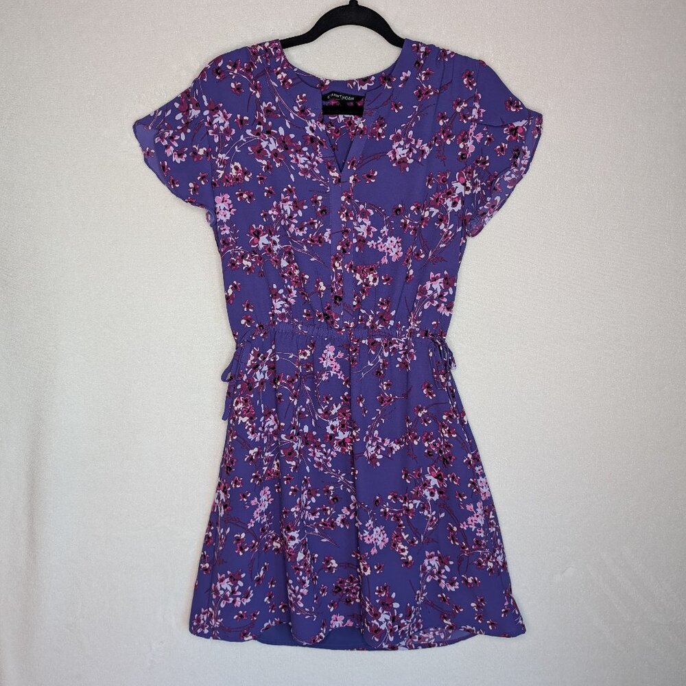 41 Hawthorn (Stitch Fix) Flutter Sleeve Cinch Waist Violet Dress Size S